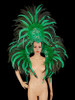 Emerald Green Showgirl's Classic Crystal Embellished Feathered Headdress And Collar