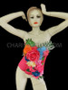 Intense Pink Highly Boned Satin Silk Flower Embellished Tropical Corset