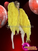 Bright Yellow Flame Ruffle Shimmering Tissue Organza Drag Queen Jacket