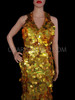 Golden Jumbo Sequin  Drag Halter Pageant Gown