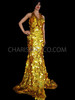 Golden Jumbo Sequin  Drag Halter Pageant Gown