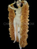 Showgirl's Metallic Iridescent Gold Organza Ruffle Boa Cabaret Wing Cape