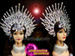 Fantastic Aura Shaped Crystal Studded Glitter Budget Cabaret Showgirl's Headdress