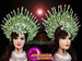 Fantastic Aura Shaped Crystal Studded Glitter Budget Cabaret Showgirl's Headdress