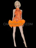 Slash Style Iridescent Orange Diamond Sequin Bead Accent Dance Dress
