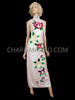 Flower  Sleeveless High Collared White Sequin Gown