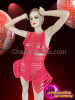 Neon Pink Diva Exoskeleton Geometrical Dress With Front Zipper