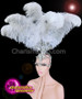 Elegant White Ostrich Feather And Faux Diamond Diva Headdress