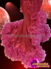 Beautiful Fuchsia Sequin Diva Gown with Ruffle Shoulder and Hem