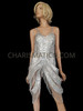 Silver Intricate Sequin Leotard Dress With Beaded Tassels