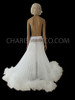 Long Flow White full-length  Skirt With Frills Hemline