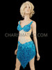 Blue Symmetrical Sequin Fringe Latin Salsa Leotard Dress