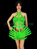 Neon Green  3D Cage Dress With Front Zipper