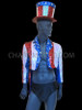 American Flag 4th of July Sequined Performance Jacket And Tall Hat