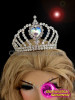 Queen Of Hearts Showgirl Crystal Crown With Faux Diamond Heart