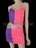 Pink Purple Salsa Dance Fringe Shorts With Crystal Decoration