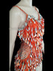 Shimmering Orange and Silver Teardrop Sequins Halter Dress With Crystal Accents