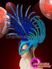Blue Cock Feather Mohawk Masque Style Drag Queen Headdress