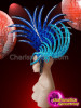 Blue Cock Feather Mohawk Masque Style Drag Queen Headdress