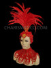Red Rooster Feather Headdress With Matching Red Gothic Necklace