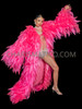 Neon Pink Leaf-Inspired Ruffle Organza Coat