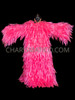 Neon Pink Leaf-Inspired Ruffle Organza Coat