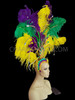 Mardi Gras Purple Yellow Green  Ostrich Style Glamorous Headdress