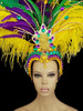 Mardi Gras Purple Yellow Green  Ostrich Style Glamorous Headdress