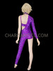 Purple Royal Blue Sequin Diva One Leg Catsuit