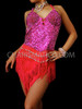 Fuchsia Sequin Knee Length Fringe Dress