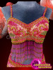 Attractive Pink And Orange Beaded Embroidery Bra And Thong Combo Set