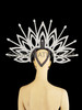 Exotic Diva Showgirl Silver Color Head Dress In Leafy Patterns