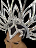 Exotic Diva Showgirl Silver Color Head Dress In Leafy Patterns