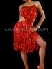 Hot Red Shiny Sequin Fringe Latin Salsa Dress