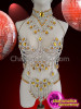 Metallic Structured Golden Rhinestones Embedded Glitter Diva Dance Costume