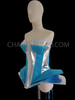 Showgirl’S Iridescent Silver Accented Blue Shiny Vinyl Backless Gaga Corset
