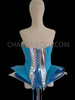 Showgirl’S Iridescent Silver Accented Blue Shiny Vinyl Backless Gaga Corset