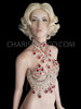 Divas' Stunning Red Crystal Accented Rhinestone Bra And Necklace Set