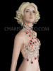 Divas' Stunning Red Crystal Accented Rhinestone Bra And Necklace Set