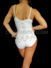 Rhinestone Setting Pure White Spaghetti Strapped Dance Diva Leotard Dress