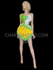 Sexy Floral Patterned Green And White Knee Length Dance Costume