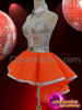 Silver And Orange Sexy Thigh Length Drag Queen Dance Costume Skirt