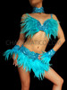 Sexy And Funky Satin And Feathered Light Blue Dance Queen Dress