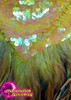 Yellow Sequin Feathered B Cut Backless Sexy Dance Diva Costume
