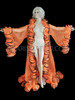 Orange Ruffle Boa Drag Queen Coat With Black Trim