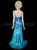 Dark Blue And Light Blue Color Sequined Drag Queen Pageant Gown
