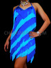 Diva's Halter Style Royal blue And Blue Fringe Latin Dance Dress