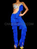 Royal blue Crystallized Dance Latin Salsa Fringe Criss Cross Pants