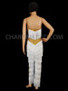 White Blue Crystallized Dance Latin Salsa Fringe Sexy Cutout Pants
