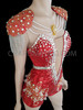 Red Shimmering Beaded Sequined Diva Catsuit